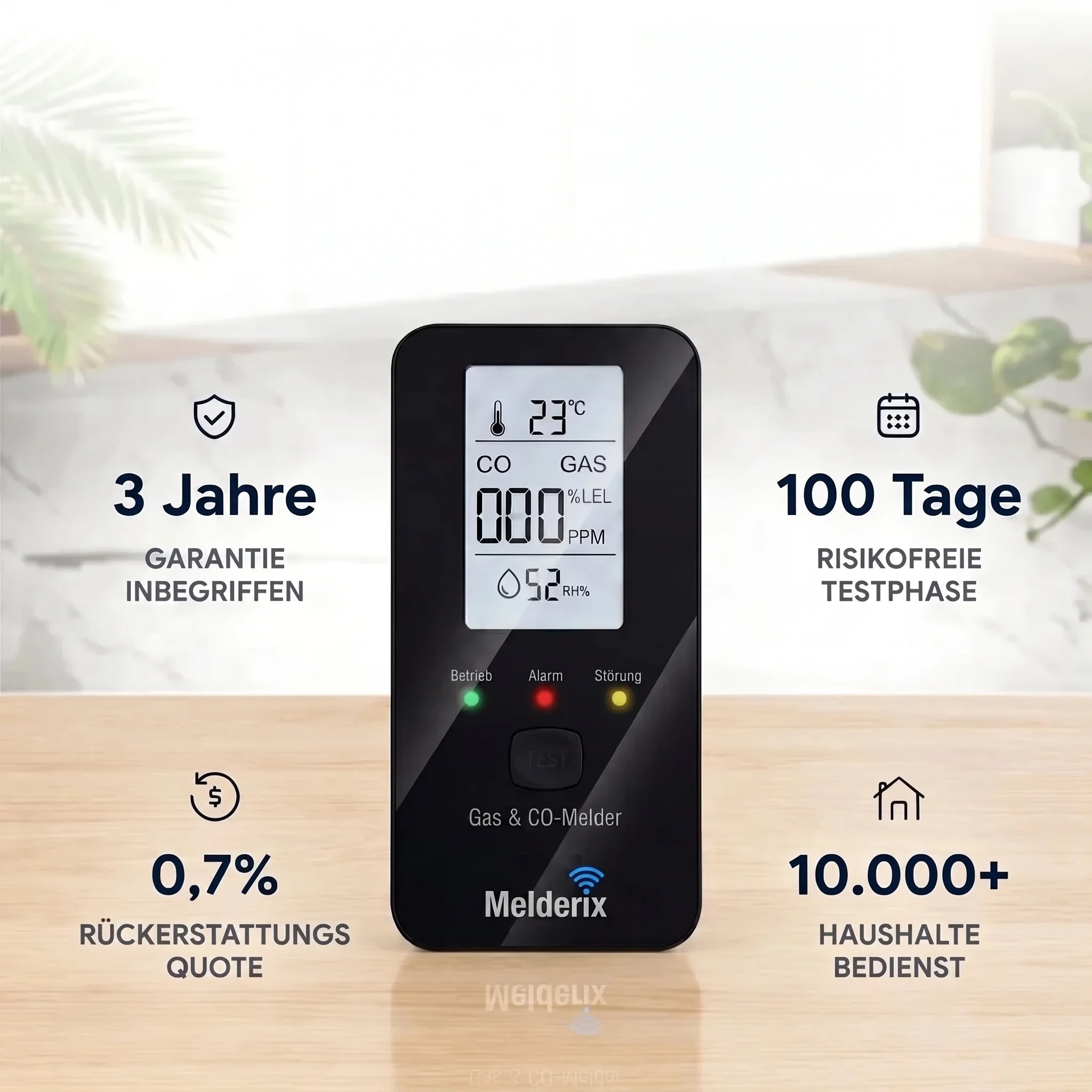 Melderix 4 in 1 CO Detektor für Familie & Haustiere